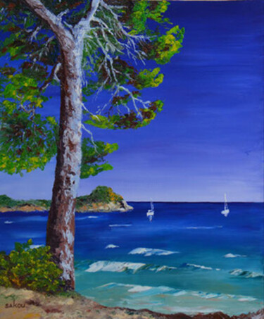 Pittura intitolato "Porquerolles, pin s…" da Samuel Kouyoumdjian, Opera d'arte originale, Olio Montato su Telaio per barella…
