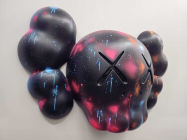 Sculpture titled "KAWS 3D painting" by Otakar Horáček, Original Artwork, Resin Mounted on Wood Panel