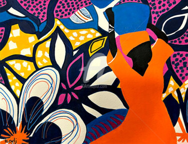 Peinture intitulée "La porteuse de rêves" par Kadjalli, Œuvre d'art originale, Acrylique