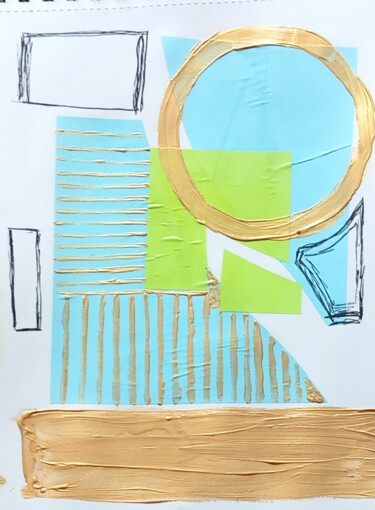 Collages intitulée "Gold series 4" par Ronnie Kolner, Œuvre d'art originale, Collages