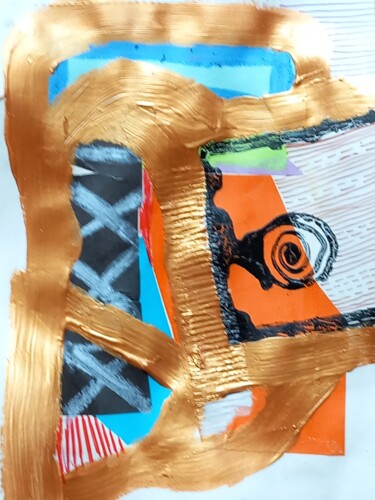 Collages titled "Gold series 7" by Ronnie Kolner, Original Artwork, Collages