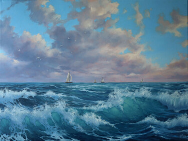HOW THE SEA DANCES, HUGING THE NETHERLANDS Картина под названием "HOW THE SEA DANCES,…" - Mariia Sukalova, Подлинное произведение искусства, Масло