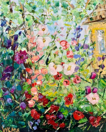 Summer Garden Oil Painting On Canvas Original Artwork Pintura titulada "Summer Garden Oil P…" por Vilma Gataveckiene, Obra de arte original, Oleo