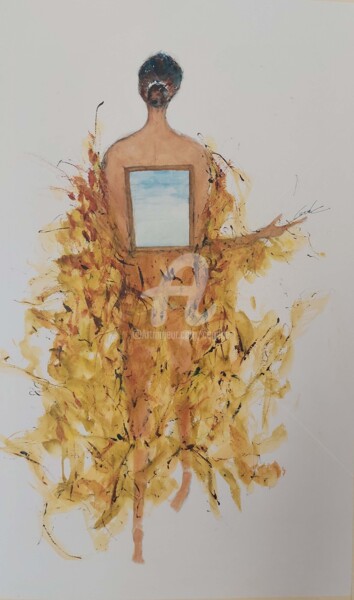 Peinture intitulée "l'herbier marin" par Cegede, Œuvre d'art originale, Aquarelle