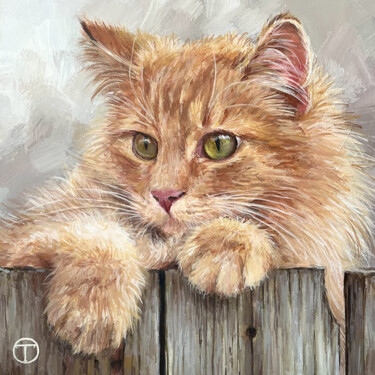 Painting titled "Cat 39" by Olia Tomkova, Original Artwork, Acrylic
