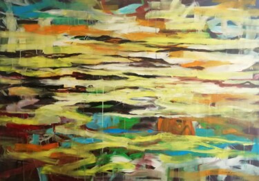 Pintura intitulada "Abstract landscape…" por Francisco Santos, Obras de arte originais, Acrílico