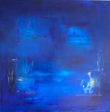 「Dans la nuit bleuté…」というタイトルの絵画 Christine Barth Mrozによって, オリジナルのアートワーク, アクリル ウッドストレッチャーフレームにマウント