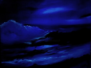 Peinture intitulée "Midnight blue #1#20…" par Pascal Jung, Œuvre d'art originale, Huile