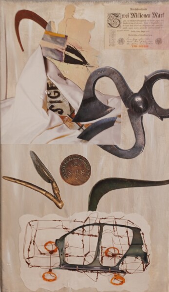 Collages intitulée "D'Antan" par Margot, Œuvre d'art originale, Collages Monté sur Châssis en bois