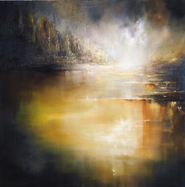 Painting titled "Une soirée magique." by Angelina Ermakova, Original Artwork, Oil Mounted on Wood Stretcher frame