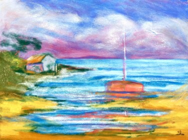 Картина под названием "Paysage de Bretagne…" - Sandrine Lefebvre, Подлинное произведение искусства, Пастель