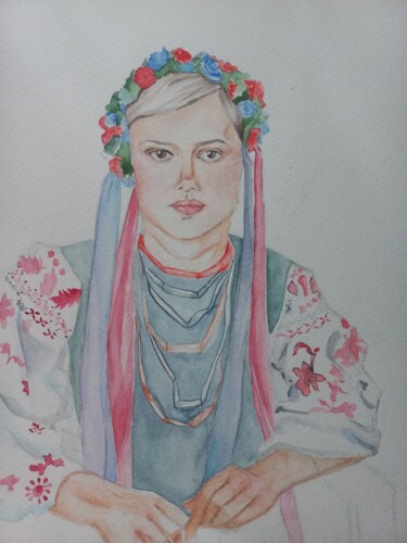 绘画 标题为“Young Ukrainian girl” 由Sophia Tsirog, 原创艺术品, 水彩