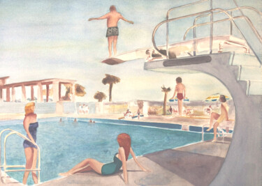 Peinture intitulée "Lost Summer" par Andrea Caruso, Œuvre d'art originale, Aquarelle
