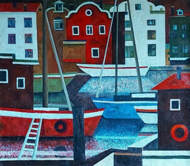 Painting titled "Laituri" by Elena Dobrynina, Original Artwork, Oil