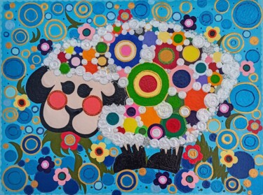 제목이 "Bubbles. Sheep"인 그림 Yuliia Kolomiiets로, 원작, 아크릴 판지에 장착됨
