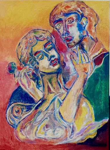 Peinture intitulée "The kiss" par Jadden C Masset, Œuvre d'art originale, Huile Monté sur Panneau de bois