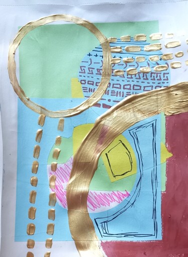 Collages titled "Gold series 10" by Ronnie Kolner, Original Artwork, Collages
