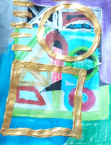 Collages titled "Gold series 11" by Ronnie Kolner, Original Artwork, Collages