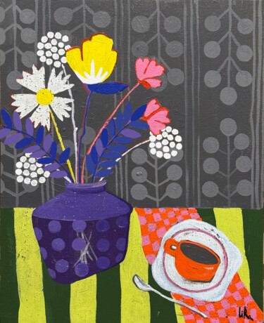 Painting titled "Натюрморт #7" by Lira Alborova, Original Artwork, Acrylic Mounted on Wood Stretcher frame