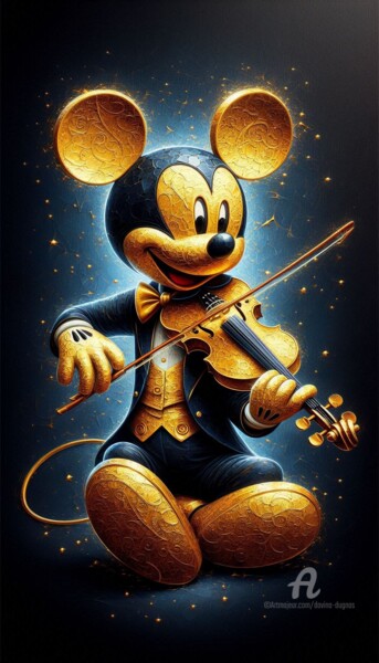数字艺术 标题为“Mickey and Violin” 由Davina Dugnas, 原创艺术品, 数字油画