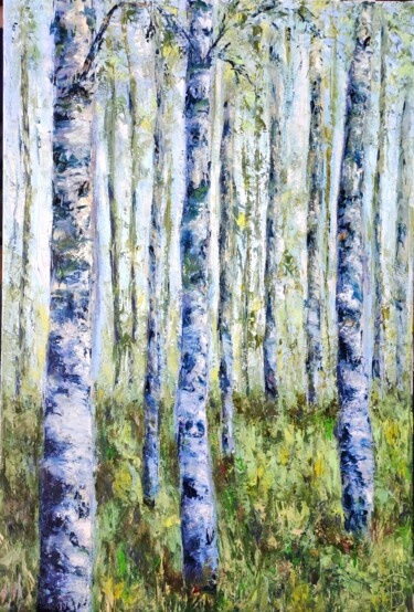 "in a birch grove" başlıklı Tablo Svetlana Dushina tarafından, Orijinal sanat, Petrol