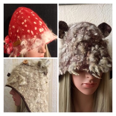 제목이 "hat for sauna baths"인 섬유 예술 Svetlana Dushina로, 원작, 섬유 섬유