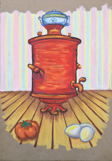 图画 标题为“Red samovar with to…” 由Fedor Aseev, 原创艺术品, 水粉