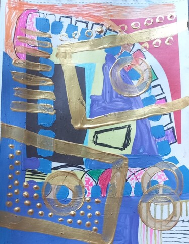 Collages titled "Gold series 13" by Ronnie Kolner, Original Artwork, Collages