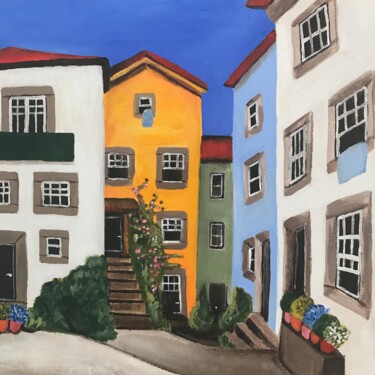 「Les maisons de Porto」というタイトルの絵画 Juline Andrysekによって, オリジナルのアートワーク, アクリル