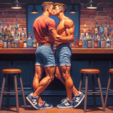 JULIEN & MARC 绘画 标题为“JULIEN & MARC” 由Anthony Wittaker, 原创艺术品, 丙烯 安装在木质担架架上