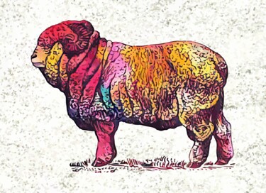 数字艺术 标题为“Merino Ram” 由Hrdesign111, 原创艺术品, 数字油画