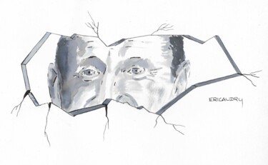 图画 标题为“Que regarde Bourvil…” 由Eric Audry, 原创艺术品, 墨