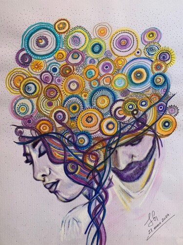 Painting titled ""Convergencia"" by Soledad García, Original Artwork, Watercolor