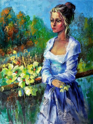 绘画 标题为“The Lady from the R…” 由Reneta Isin, 原创艺术品, 油 安装在木质担架架上