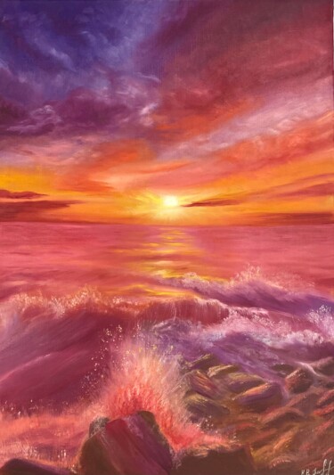 Painting titled "Sunset" by Katerina Vasilevna Petrova, Original Artwork, Oil