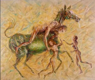 Perseus saves Andromeda Peinture intitulée "Perseus saves Andro…" par John Haanstra, Œuvre d'art originale, Huile