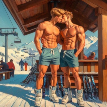 ERWAN & ELLIOT 绘画 标题为“ERWAN & ELLIOT” 由Anthony Wittaker, 原创艺术品, 丙烯 安装在木质担架架上