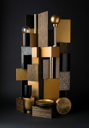 Digital Arts titled "wood and gold creat…" by Caprice, Original Artwork, AI generated image