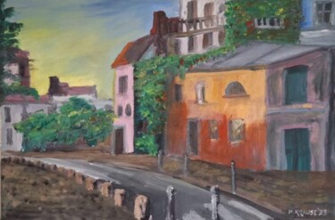 绘画 标题为“Montmartre, Paris” 由Hendrik Krause, 原创艺术品, 油 安装在木质担架架上