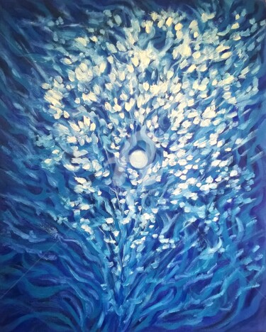 Painting titled "CENTER" by Constantin Popescu, Original Artwork, Oil Mounted on Wood Stretcher frame