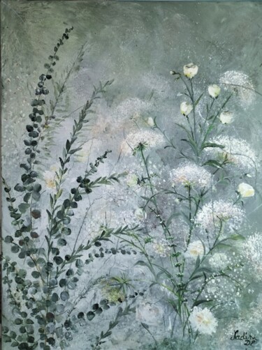 Painting titled "Impression de verdu…" by Nadine Coffinier, Original Artwork, Acrylic