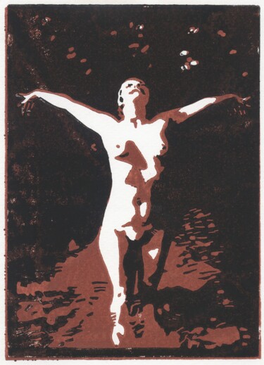 印花与版画 标题为“Adri beim Bade” 由Hendrik Krause, 原创艺术品, Linocuts