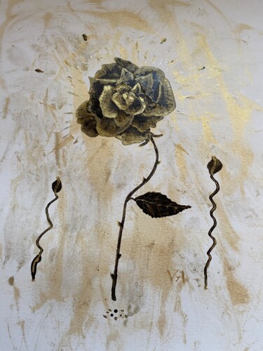 Картина под названием "Black rose" - Violetta André, Подлинное произведение искусства, Акварель