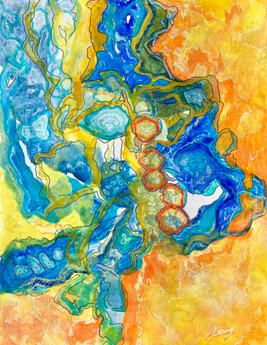 Peinture intitulée "Cellules" par Jacques Leroy, Œuvre d'art originale, Acrylique