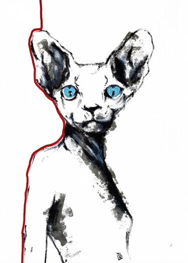 绘画 标题为“Madame Cat Sphinx P…” 由Lara Zhuravska, 原创艺术品, 丙烯