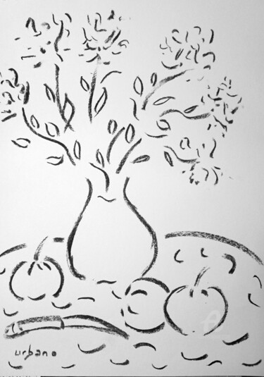 Dessin intitulée "Nature morte les tr…" par Roberto Urbano, Œuvre d'art originale, Fusain