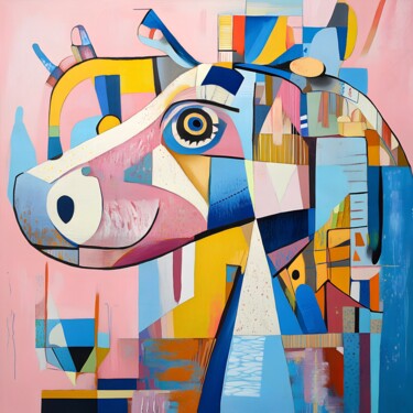 A Cow in Colorful Harmony 数字艺术 标题为“A Cow in Colorful H…” 由Anna Burger, 原创艺术品, 数字拼贴