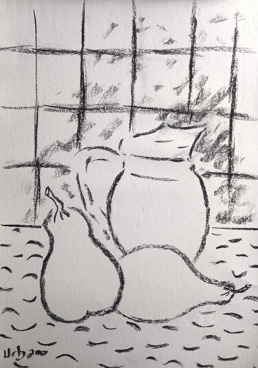Dessin intitulée "Nature morte les de…" par Roberto Urbano, Œuvre d'art originale, Fusain
