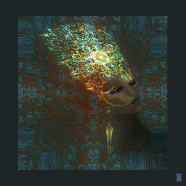 Digitale Kunst mit dem Titel "BLUE ISIS" von Hélène Patris, Original-Kunstwerk, Digitale Malerei