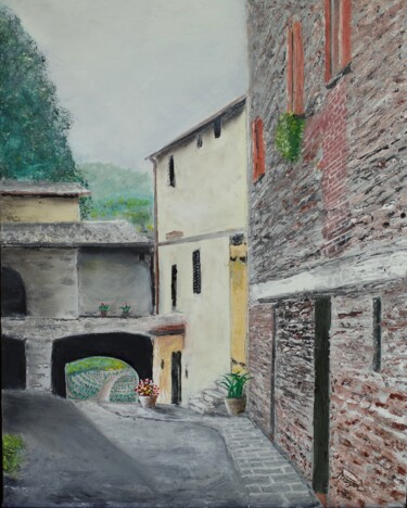 "Quiet Tuscany Street" ""Quiet Tuscany Stre…" başlıklı Tablo Andrew Troyer, Jr tarafından, Orijinal sanat, Petrol Ahşap Sedye çerçevesi üzerine mon…